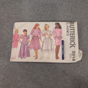 Butterick 5918 Classics Girls Dress Sewing Pattern Size 12-14 Uncut 1991 Pink